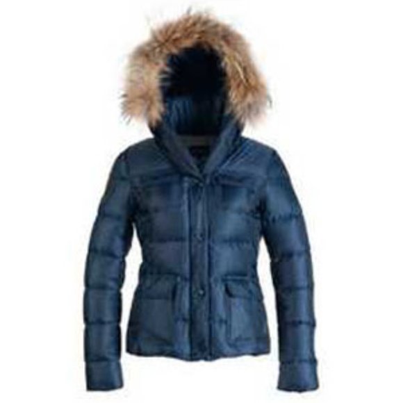 Navy puffer with fur trim hood - Picture 5 of 5